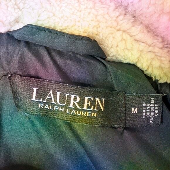 Lauren Ralph Lauren Dark Navy Long Puffer Coat Faux Fur Hood Women’s Medium NWT - Picture 4 of 10